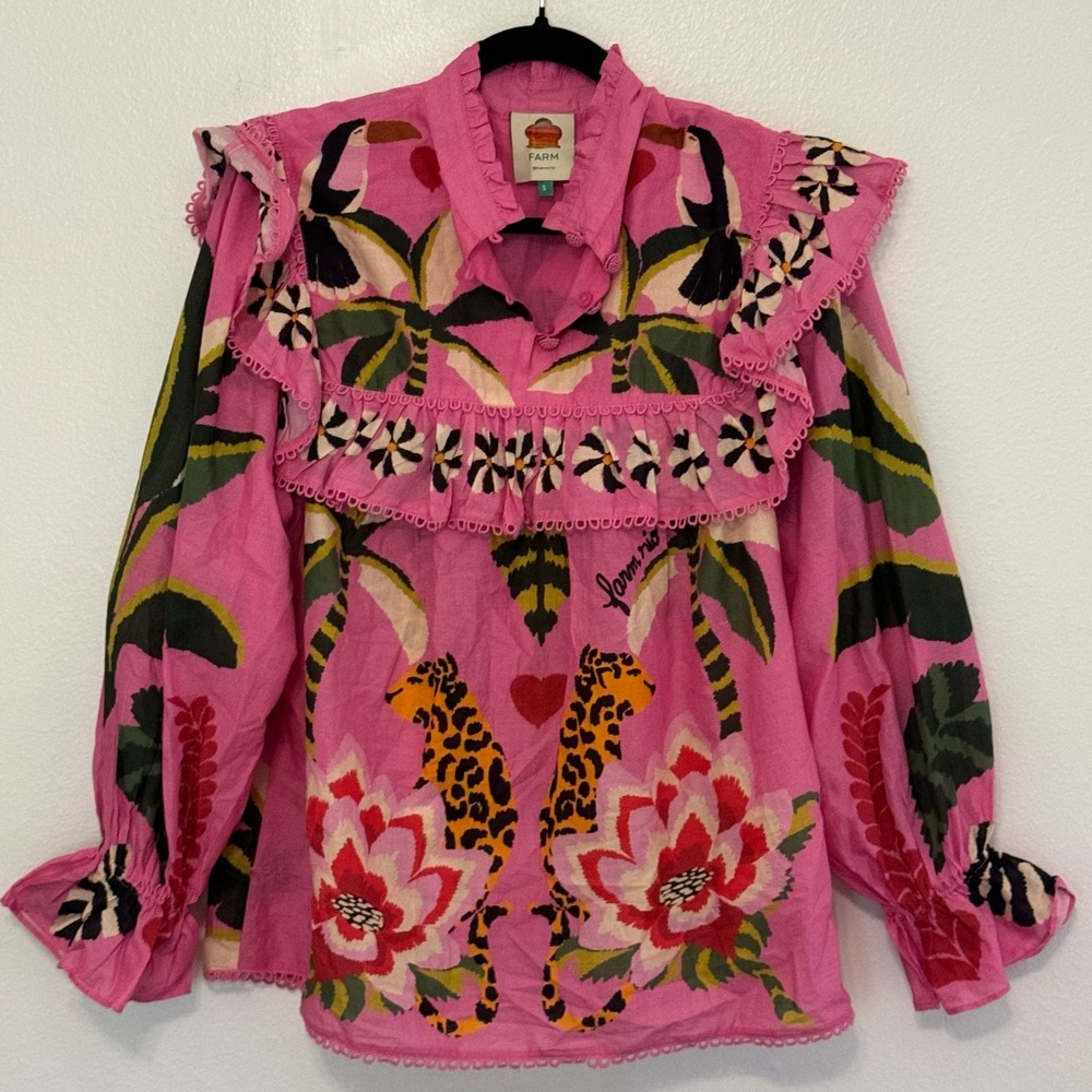 Farm Rio Pink Floral Top Size Small